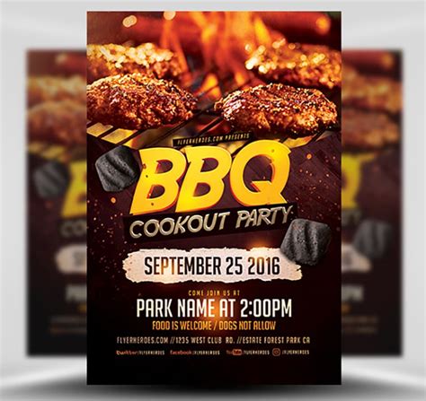 bbq cookout party flyer template